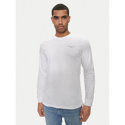 Tommy Jeans Longsleeve Linear DM0DM18551 Biały Slim Fit ze sklepu MODIVO w kategorii T-shirty męskie - zdjęcie 182766776