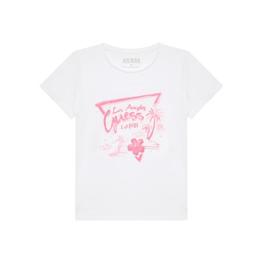 Guess T-Shirt J5GI30 K6YW4 Biały Regular Fit ze sklepu MODIVO w kategorii Bluzki dziewczęce - zdjęcie 182766987