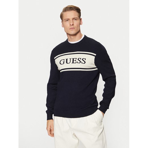 Guess Sweter M5RR13 Z3KK2 Granatowy Regular Fit ze sklepu MODIVO w kategorii Swetry męskie - zdjęcie 182767306