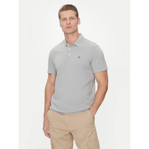 Napapijri Polo Ealis NP0A4H8B Szary Regular Fit ze sklepu MODIVO w kategorii T-shirty męskie - zdjęcie 182767349