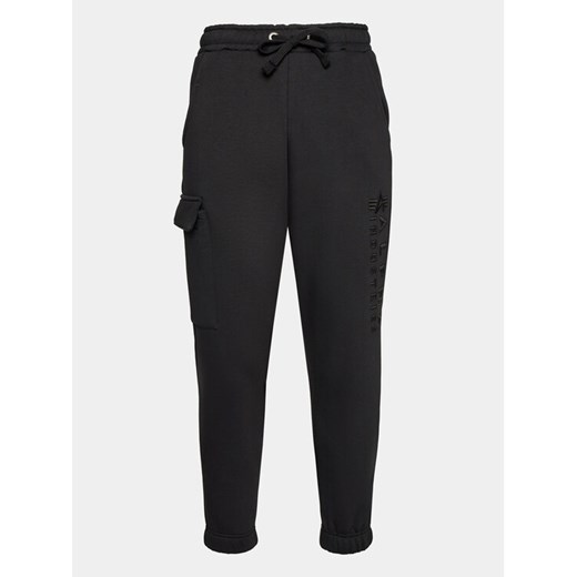 Alpha Industries Spodnie dresowe EMB Jogger 138052 Czarny Regular Fit ze sklepu MODIVO w kategorii Spodnie damskie - zdjęcie 182767437