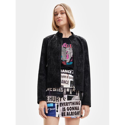 Desigual Kurtka z imitacji skóry Detroit 23SWEW02 Czarny Regular Fit ze sklepu MODIVO w kategorii Kurtki damskie - zdjęcie 182767549