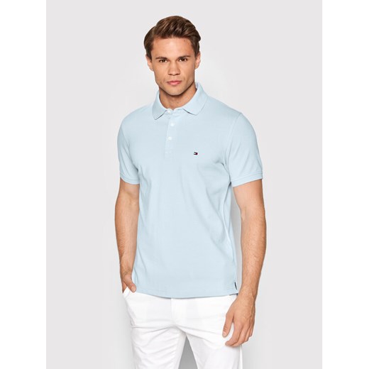 Tommy Hilfiger Polo MW0MW17771 Błękitny Slim Fit ze sklepu MODIVO w kategorii T-shirty męskie - zdjęcie 182767808