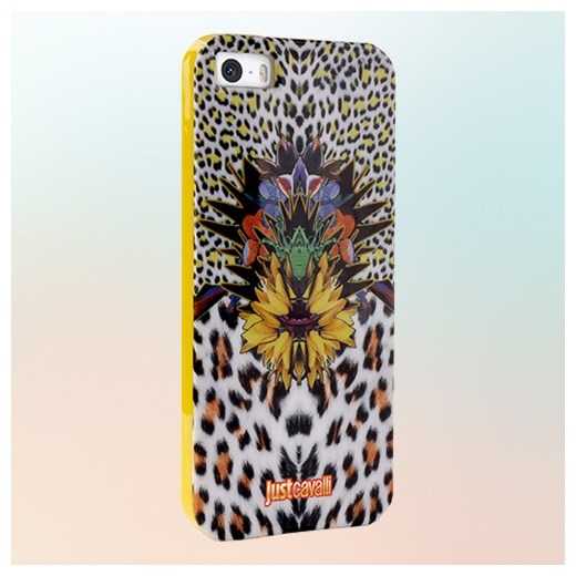JUST CAVALLI Leopard Flower - Etui iPhone 5/5S + tapeta QR (żółty) geekee-pl bez wzorów/nadruków