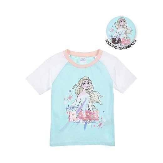 Disney Frozen Koszulka &quot;Kraina Lodu&quot; w kolorze biało-turkusowym ze wzorem ze sklepu Limango Polska w kategorii Bluzki dziewczęce - zdjęcie 183549228