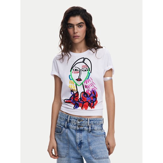 Desigual T-Shirt Misuri 25SWTKA9 Biały Regular Fit ze sklepu MODIVO w kategorii Bluzki damskie - zdjęcie 183550457