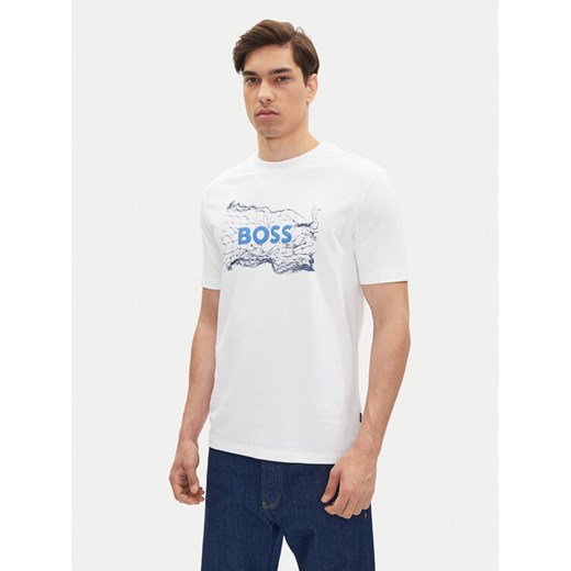 BOSS T-Shirt Logo Space 50539186 Biały Regular Fit ze sklepu MODIVO w kategorii T-shirty męskie - zdjęcie 183550548