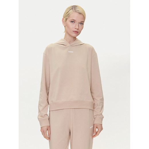 HUGO Bluza 50490594 Beżowy Regular Fit ze sklepu MODIVO w kategorii Bluzy damskie - zdjęcie 183551629
