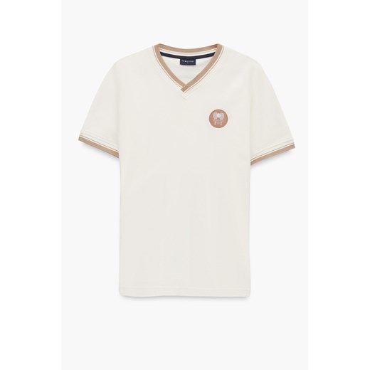 T SHIRT TENNIS CLUB 115 ECRU Z BAWEŁNY TYPU PIKA ze sklepu Recman w kategorii T-shirty męskie - zdjęcie 183553066