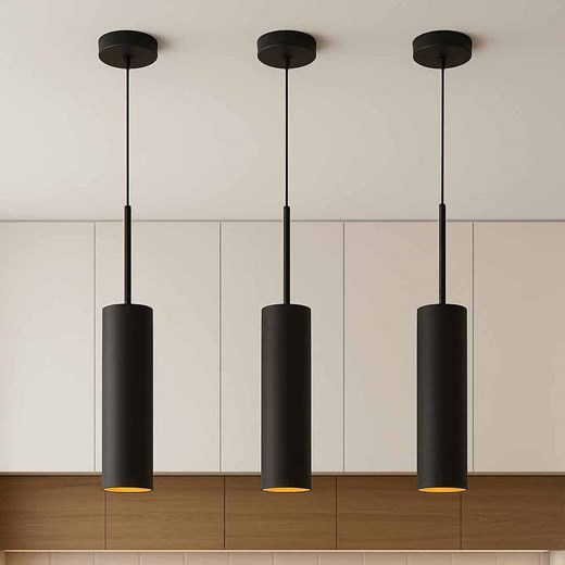 Lampa wisząca tuba czarna loft ELBA GOLD ze sklepu Lysne w kategorii Lampy wiszące - zdjęcie 183553407