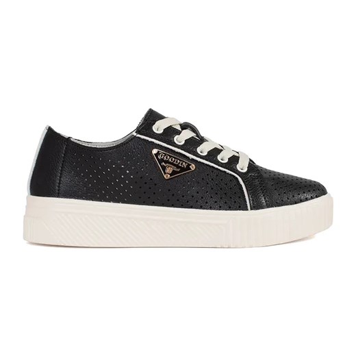 Goodin Czarne skórzane sneakersy na platformie ze sklepu ButyModne.pl w kategorii Buty sportowe damskie - zdjęcie 183553686