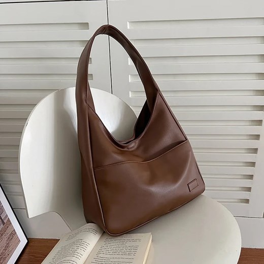 Klasyczna skórzana torebka - Brązowy ze sklepu Intimica.pl w kategorii Torby Shopper bag - zdjęcie 183554696