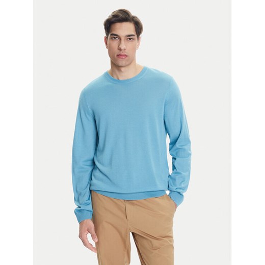BOSS Sweter Leno-P 50468239 Błękitny Slim Fit ze sklepu MODIVO w kategorii Swetry męskie - zdjęcie 183558368
