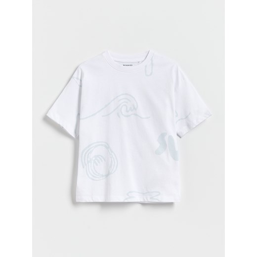 Reserved - Bawełniany t-shirt - złamana biel ze sklepu Reserved w kategorii T-shirty chłopięce - zdjęcie 183560537