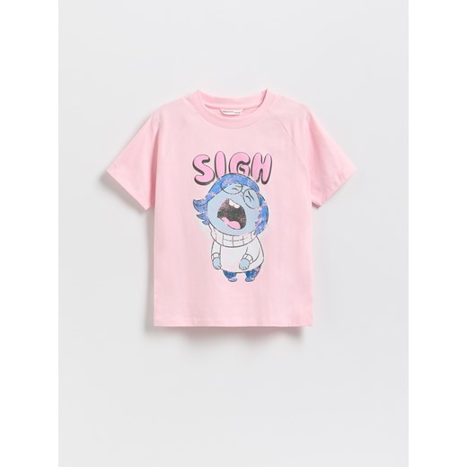Reserved - Bawełniany t-shirt Disney - pastelowy róż ze sklepu Reserved w kategorii Bluzki dziewczęce - zdjęcie 183560557
