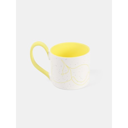 Sinsay - Porcelanowy kubek lekko nakrapiany z motywem owocowym - żółty Sinsay One Size Sinsay