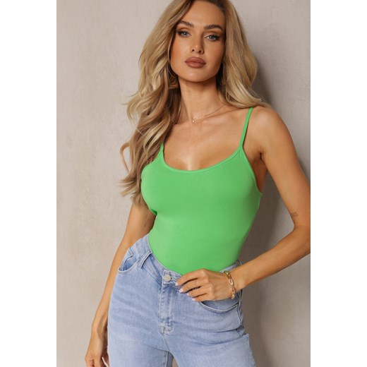 Zielony Tank Top na Ramiączkach z Elastycznej Bawełny Daudia ze sklepu renee.pl w kategorii Bluzki damskie - zdjęcie 183561169