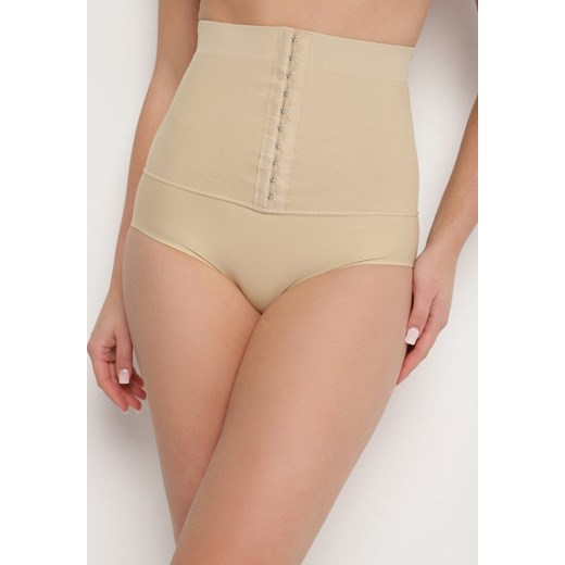Beżowa Bielizna Modelująca Majtki z Gorsetem Push Up Inenlira XL okazyjna cena born2be.pl