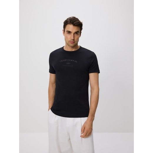 Reserved - T-shirt slim fit z nadrukiem - czarny ze sklepu Reserved w kategorii T-shirty męskie - zdjęcie 183563678