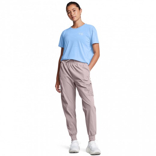 Damskie spodnie do biegania Under Armour UA Trail Run Pants - beżowe ze sklepu Sportstylestory.com w kategorii Spodnie damskie - zdjęcie 183563837