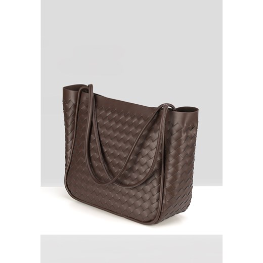 Brązowa pleciona shopperka ze sklepu Molton w kategorii Torby Shopper bag - zdjęcie 183564899