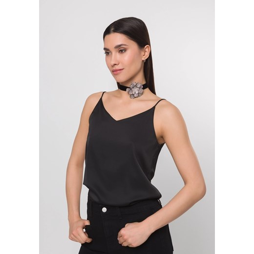 Czarny choker z kwiatem z cyrkoniami Molton ONE SIZE Molton