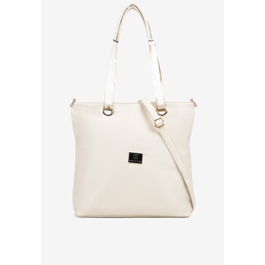 Beżowo-Kremowa Torebka Shopperka z Metalicznymi Wstawkami Lanastiela ze sklepu born2be.pl w kategorii Torby Shopper bag - zdjęcie 183569438