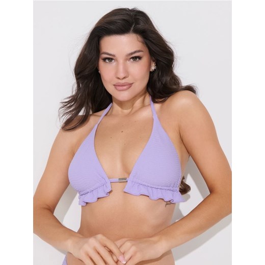 Sinsay - Góra od bikini z falbaną - fioletowy ze sklepu Sinsay w kategorii Stroje kąpielowe - zdjęcie 183571637