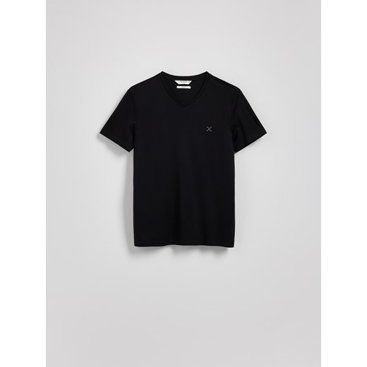 Reserved - T-shirt slim z dekoltem V - czarny Reserved L Reserved