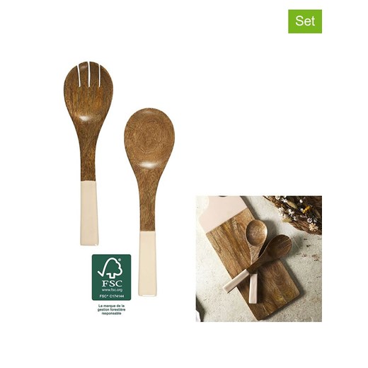 Ethnical Life Sztućce sałatkowe (2 szt.) w kolorze brązowo-beżowym - dł. 30 cm ze sklepu Limango Polska w kategorii Sztućce - zdjęcie 183576565