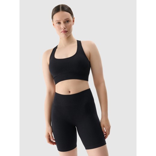 Damski biustonosz treningowy 4F 4FRSS25USBAF154 - czarny ze sklepu Sportstylestory.com w kategorii Biustonosze - zdjęcie 183577149