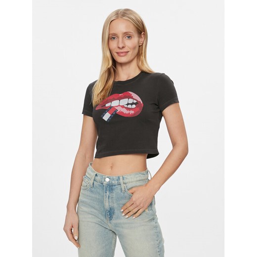 Tommy Jeans T-Shirt Lips DW0DW17373 Czarny Slim Fit Tommy Jeans L MODIVO