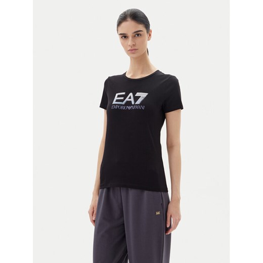 EA7 Emporio Armani T-Shirt 7W000183 AF10373 UC001 Czarny Regular Fit ze sklepu MODIVO w kategorii Bluzki damskie - zdjęcie 183578387