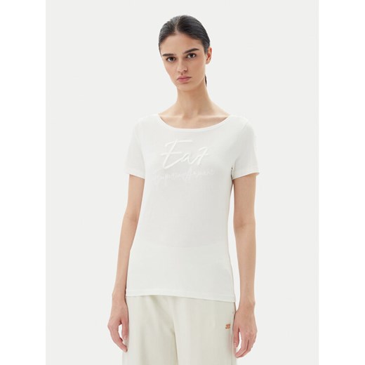 EA7 Emporio Armani T-Shirt 7W000184 AF10373 U0005 Écru Regular Fit ze sklepu MODIVO w kategorii Bluzki damskie - zdjęcie 183578555