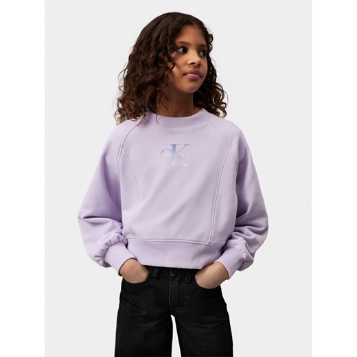 Calvin Klein Jeans Bluza Gradient Monogram IG0IG02539 Fioletowy Regular Fit ze sklepu MODIVO w kategorii Bluzy dziewczęce - zdjęcie 183582895