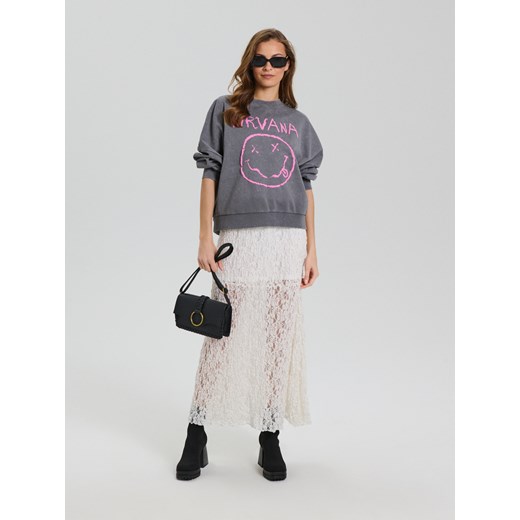 Sinsay - Bluza z nadrukiem Nirvana - szary Sinsay M Sinsay