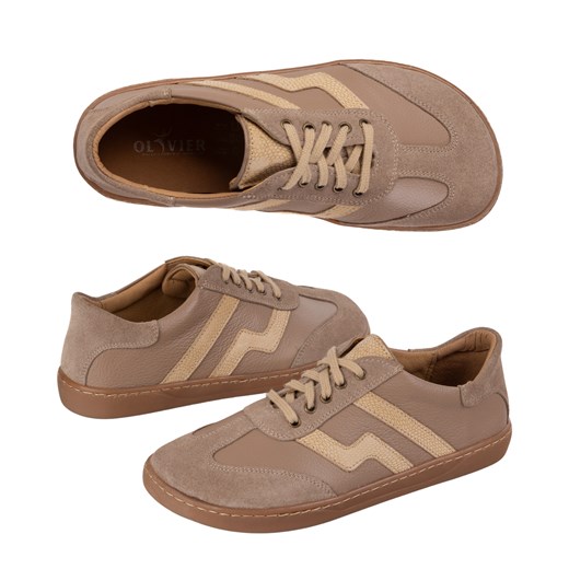 Buty barefoot damskie skórzane Olivier Eliza ciemny beż ze sklepu butyolivier w kategorii Półbuty damskie - zdjęcie 183585066