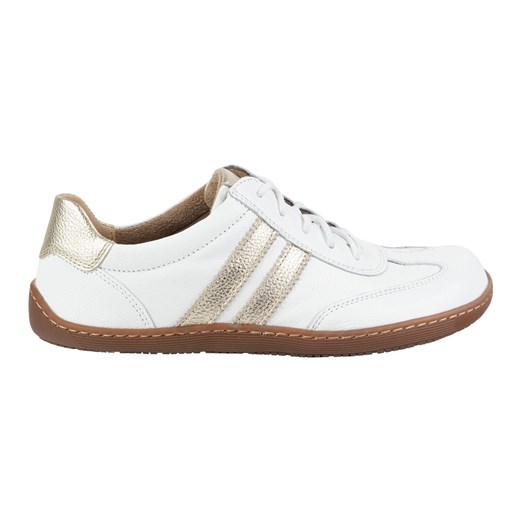 Olivier Buty Barefoot damskie skórzane minimalistyczne 1287 białe ze złotym sneakersy ze sklepu ButyModne.pl w kategorii Półbuty damskie - zdjęcie 183589387