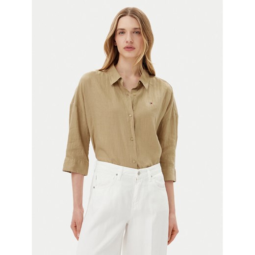 Tommy Hilfiger Koszula WW0WW46169 Beżowy Loose Fit ze sklepu MODIVO w kategorii Koszule damskie - zdjęcie 183591367