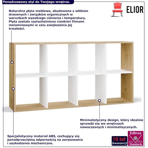 Regał komorowy dąb artisan + biały - Begonis 5x Elior One Size Edinos.pl