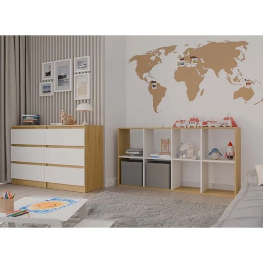 Regał komorowy dąb artisan + biały - Begonis 5x Elior One Size Edinos.pl