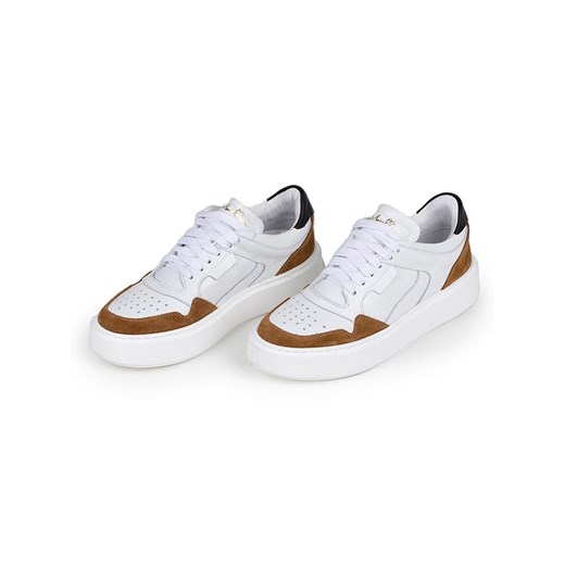 Anna Morellini Skórzane sneakersy &quot;Ricarta&quot; w kolorze biało-jasnobrązowym ze sklepu Limango Polska w kategorii Buty sportowe damskie - zdjęcie 183592509