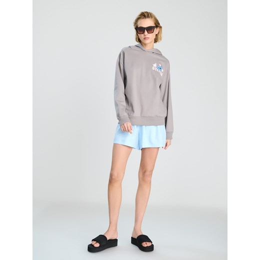 Bluza damska Sinsay szara w nadruki bawełniana 