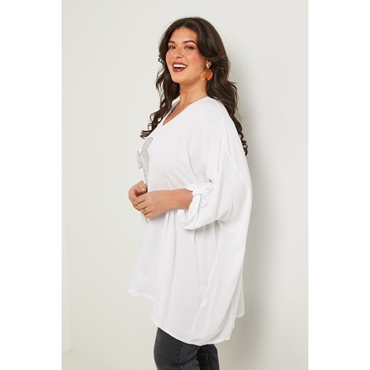 Bluzka damska Curvy Lady z długim rękawem w nadruki 