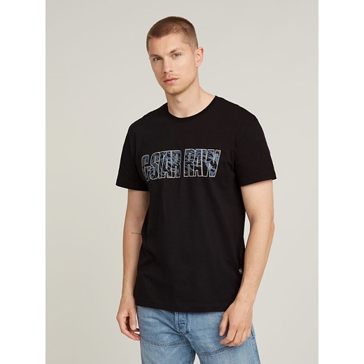 T-shirt męski czarny G-Star z krótkim rękawem z bawełny 