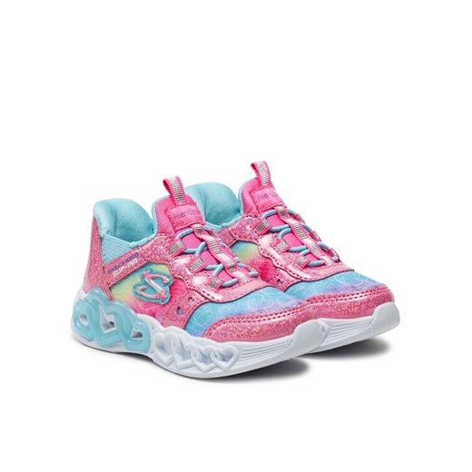 Skechers Sneakersy Infinite Heart Lights 303755N/PKMT Srebrny ze sklepu MODIVO w kategorii Buty sportowe dziecięce - zdjęcie 183601146