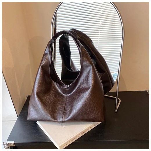 Skórzana torba na ramię - Brązowy ze sklepu Intimica.pl w kategorii Torby Shopper bag - zdjęcie 183602695