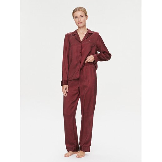 Tommy Hilfiger Piżama UW0UW04830 Bordowy Relaxed Fit ze sklepu MODIVO w kategorii Piżamy damskie - zdjęcie 183602929