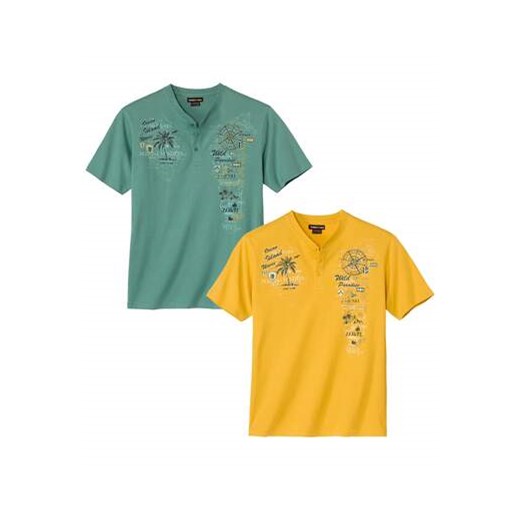 Zestaw 2 koszulek z dekoltem zapinanym na guziki ze sklepu Atlas For Men w kategorii T-shirty męskie - zdjęcie 183604947