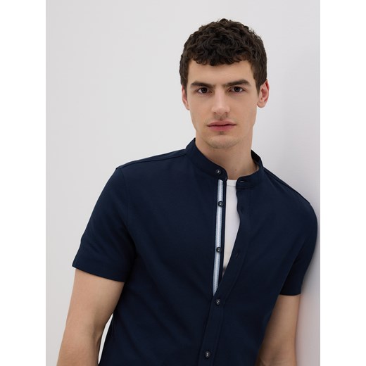 Reserved - Koszula super slim fit ze stójką - granatowy ze sklepu Reserved w kategorii Koszule męskie - zdjęcie 183605448